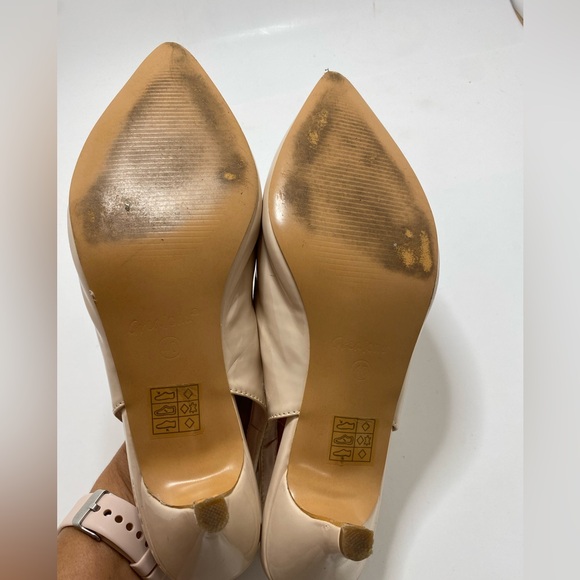 Greatonu Taupe Pointed Toe Slingback Kitten Heels Sz 9 - Picture 4 of 7